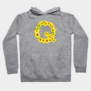 Sunflowers Initial Letter Q (Black Background) Hoodie